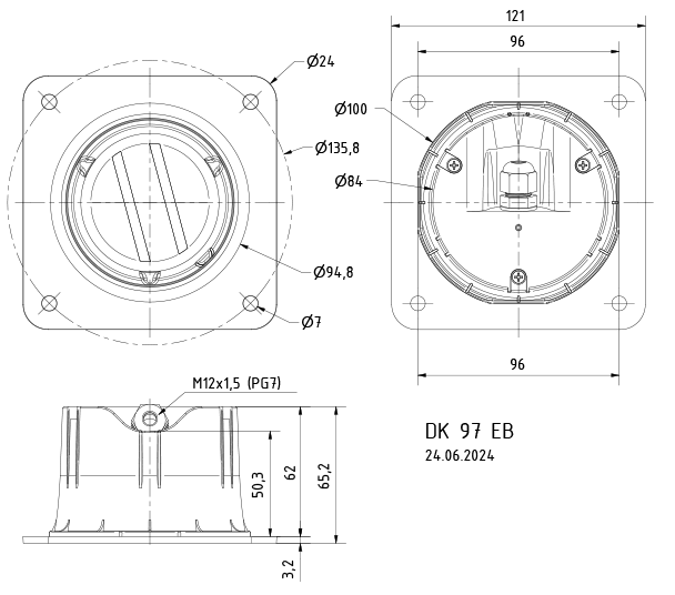 DK 97 EB · 8 Ω · part 50212 — Dimension drawing