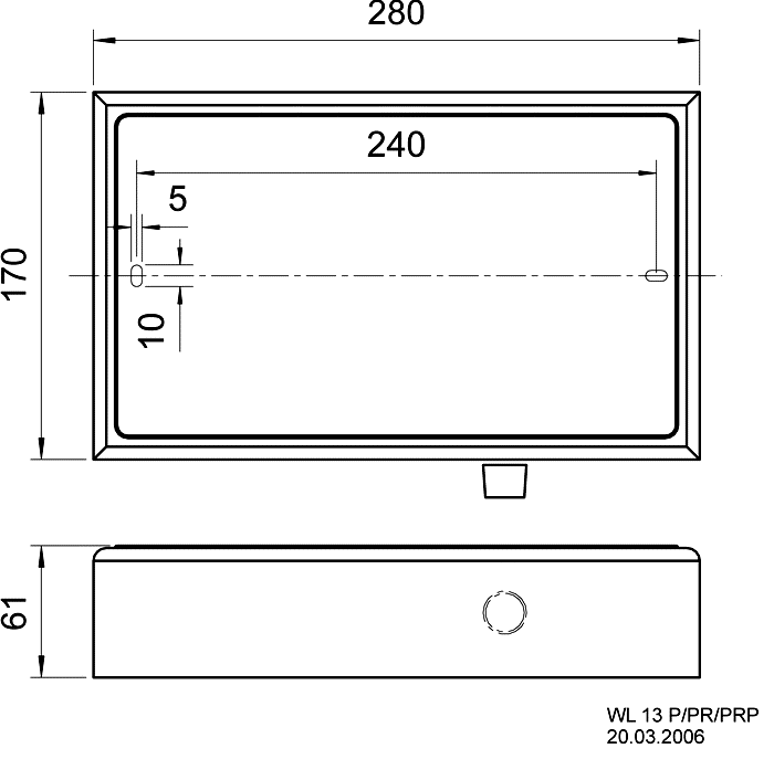 WL 13 P · 100 V · part 50321 — Dimension drawing