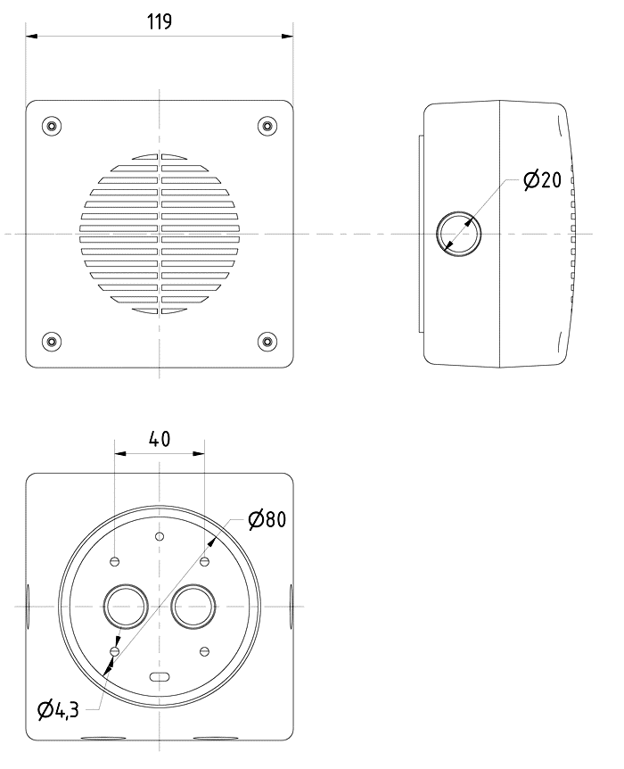 WL 10 P · 100 V · part 50329 — Dimension drawing