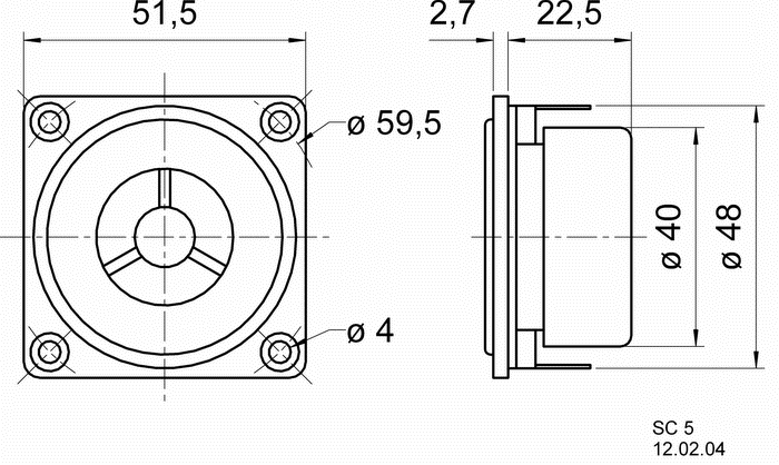 SC 5 · 8 Ω · part 8005 — Dimension drawing