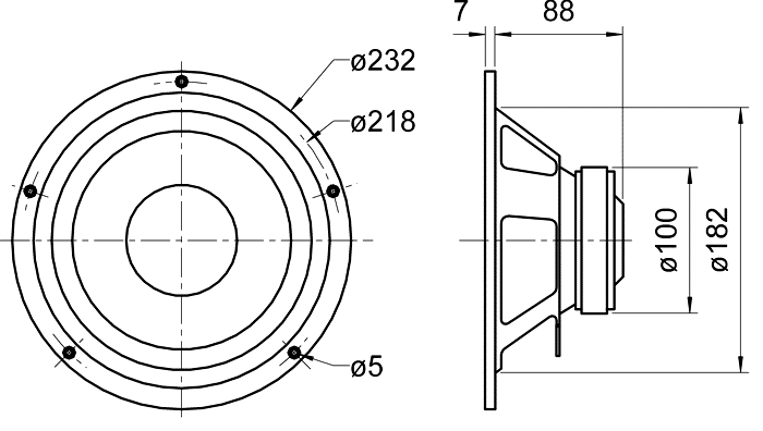 W 200 S · 8 Ω · part 9030 — Dimension drawing