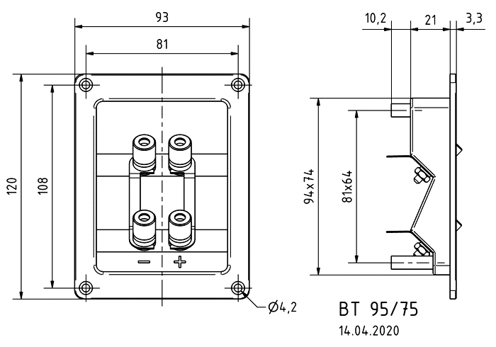 BT 95/75 — Mounting drawing