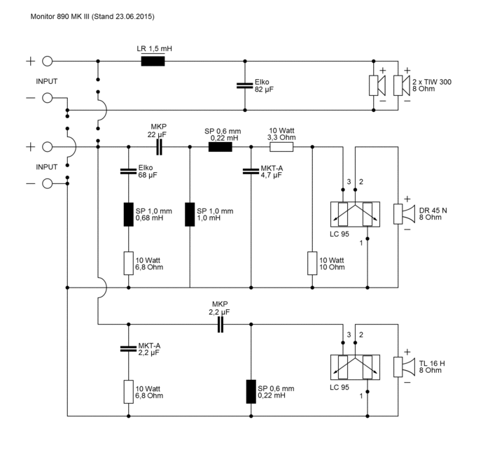 MONITOR 890 MK III · part 5957 — Crossover diagram