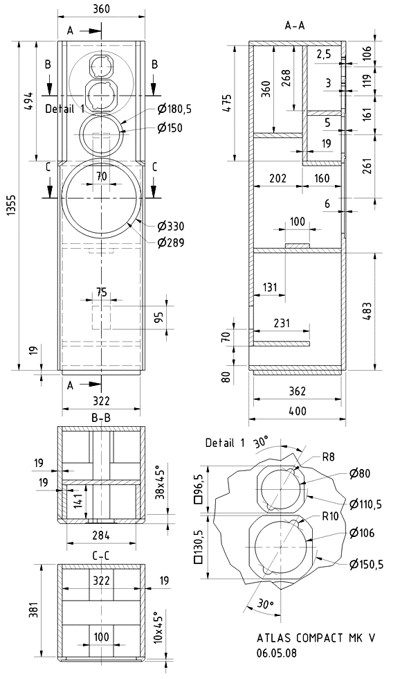 ATLAS COMPACT MK V · part 5920 — Cabinet construction drawing