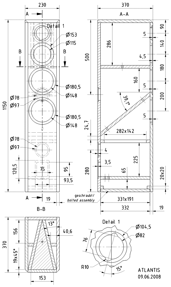 ATLANTIS · part 5950 — Cabinet construction drawing