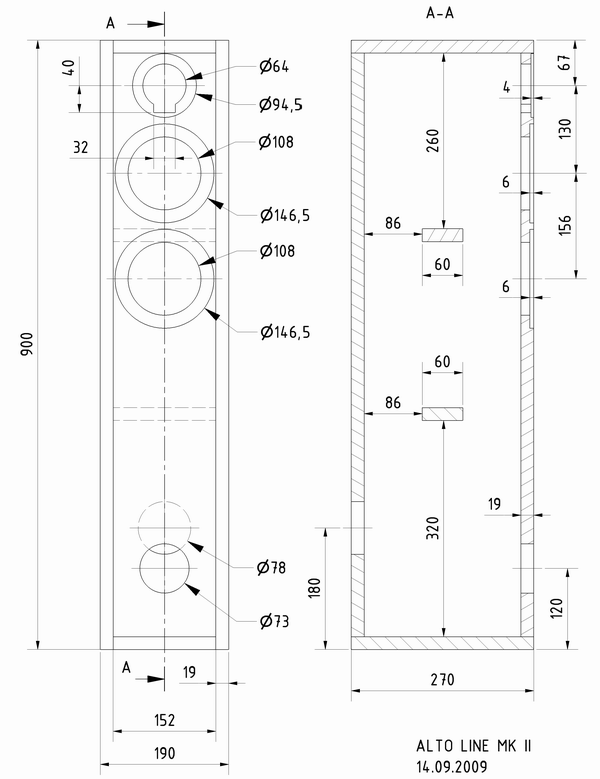 ALTO LINE MK II · part 5970 — Cabinet construction drawing