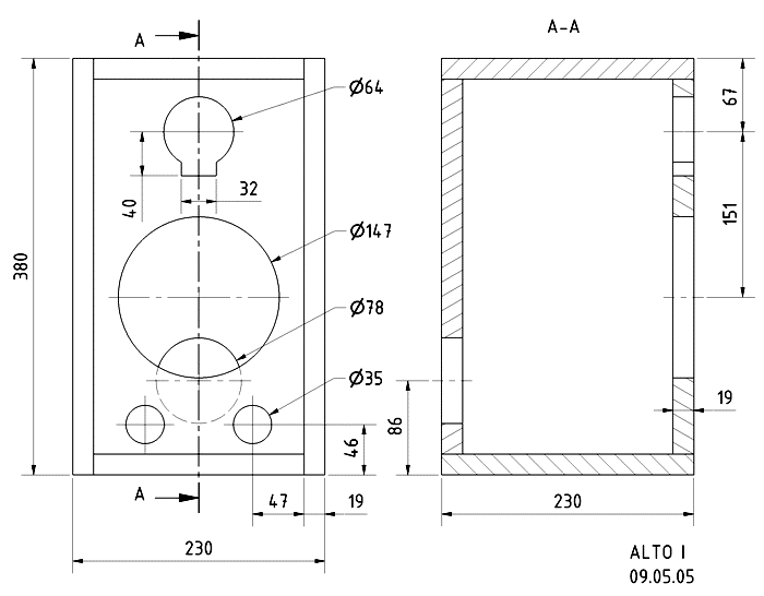 ALTO I · part 5966 — Cabinet construction drawing