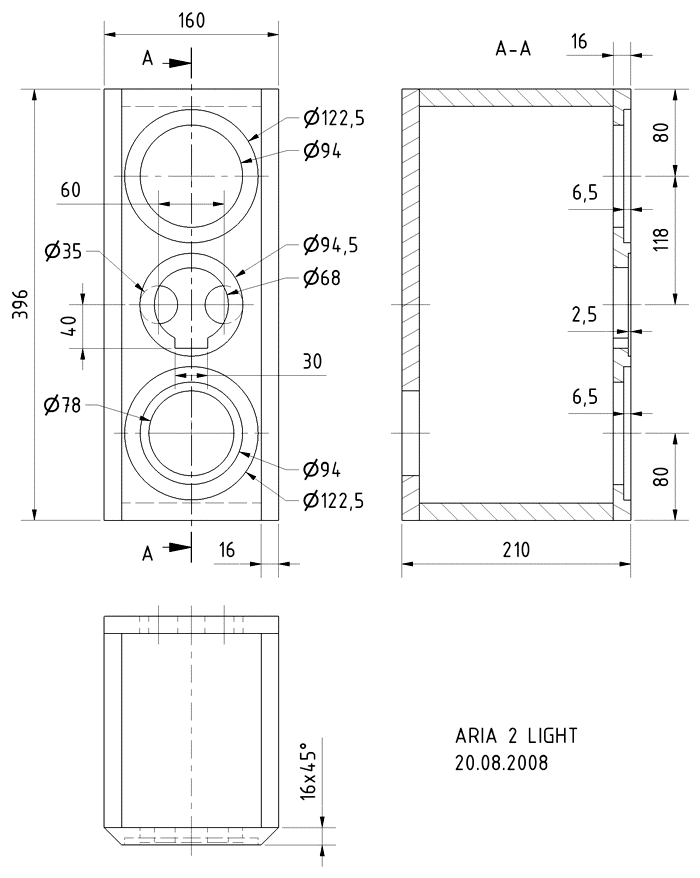 ARIA 2 LIGHT · part 5955 — Cabinet construction drawing