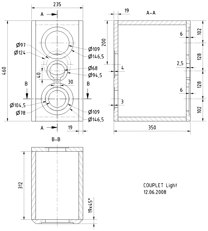 COUPLET LIGHT · part 5928 — Cabinet construction drawing
