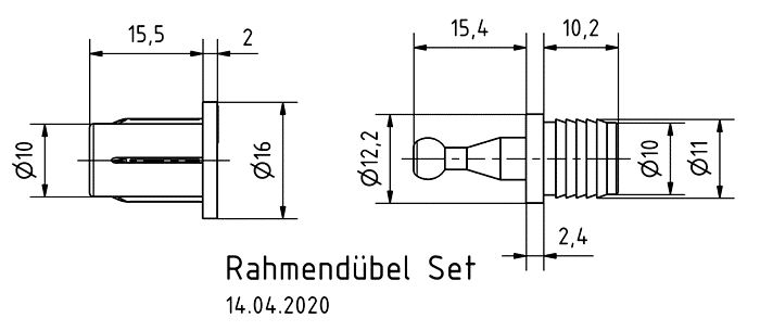 FRAME DOWELS — Mounting drawing