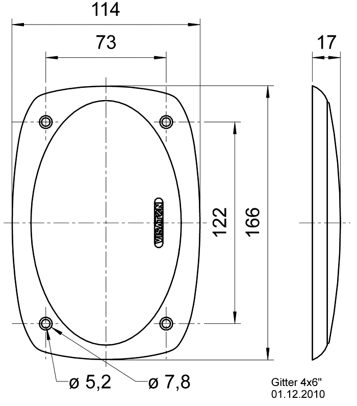 GRILLE 4x6" — Mounting drawing