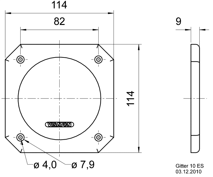 GRILLE 10 ES — Mounting drawing