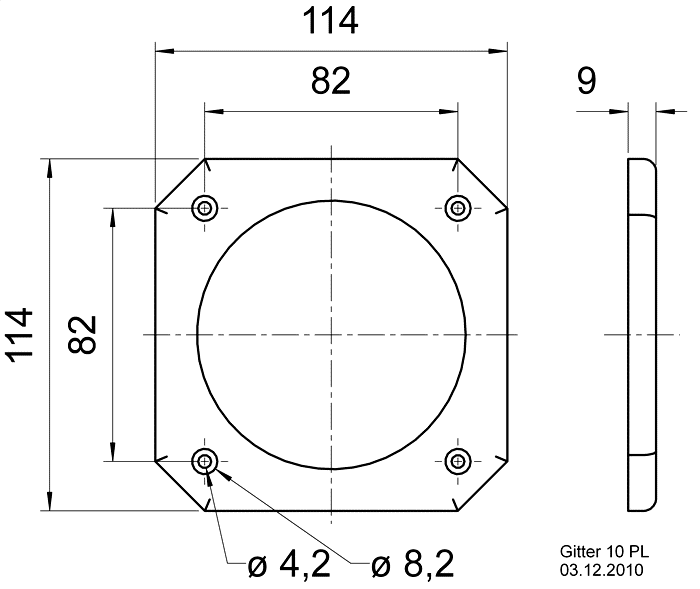 GRILLE 10 PL — Mounting drawing