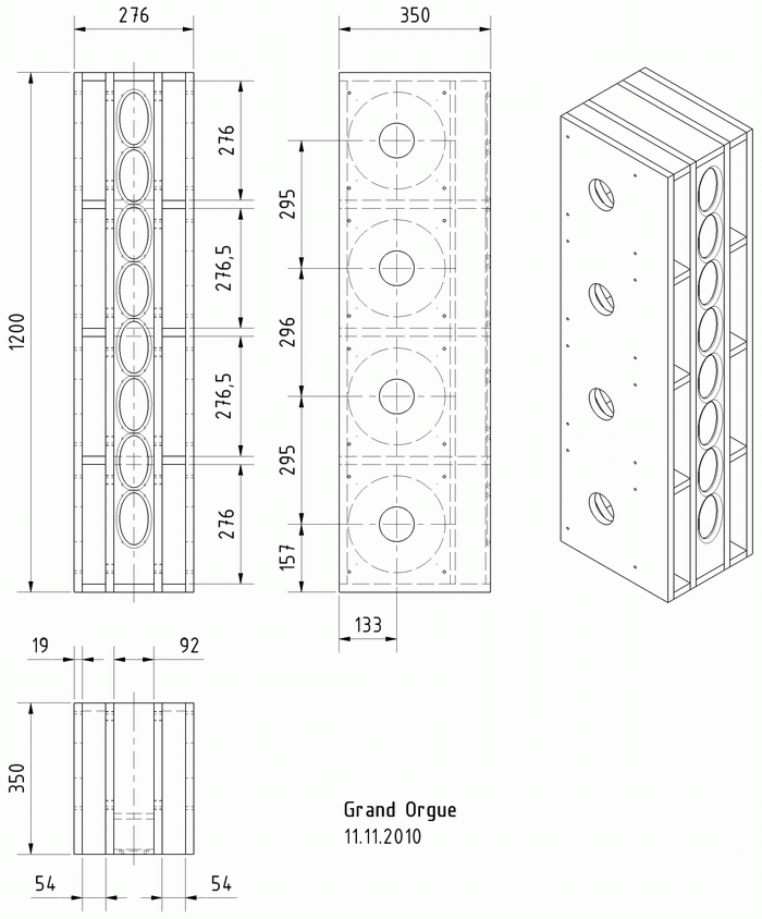 GRAND ORGUE · part 5892 — Cabinet construction drawing