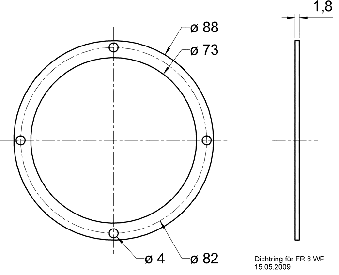 Visaton Gasket for FR 8 WP — Dimension drawing