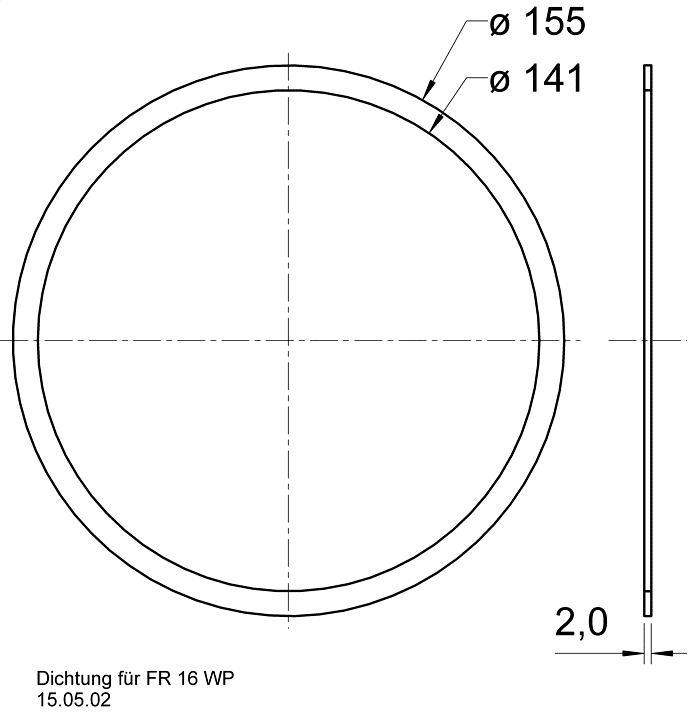 Visaton Gasket for FR 16 WP — Dimension drawing