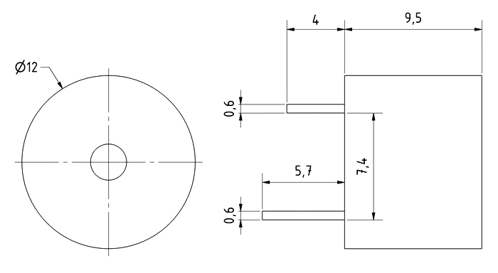 Visaton MB 12 - 5 V — Dimension drawing