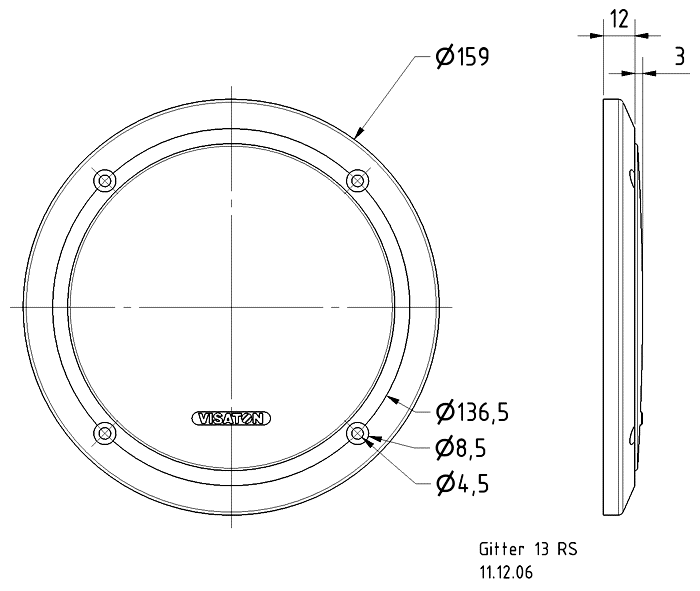 GRILLE 13 RS — Mounting drawing