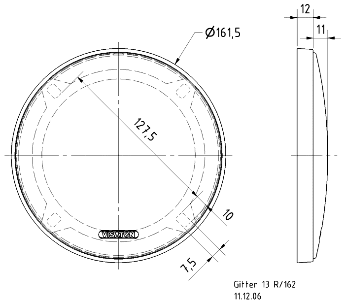 GRILLE 13 R/162 — Mounting drawing