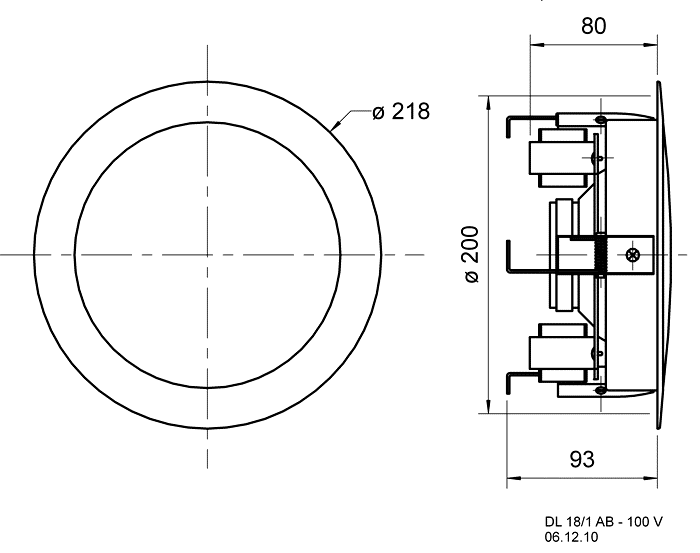 Visaton DL 18/1 AB - 100 V — Dimension drawing