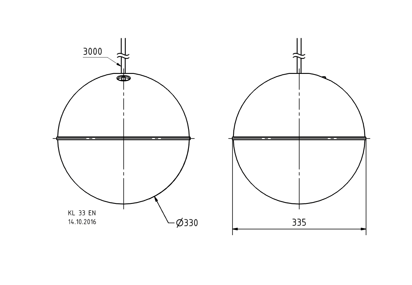 Visaton KL 33 EN - 100 V — Dimension drawing