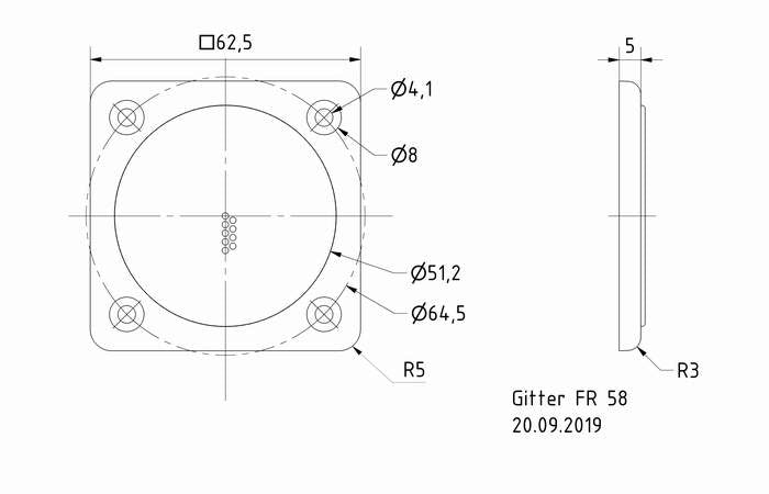 GRILLE FR 58 — Mounting drawing