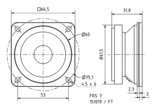 Visaton FRS 7, 4 Ohm - 6.5cm/2.5ins Full range speaker - Art. No. 2011