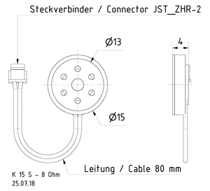 Visaton K 15 S, 8 Ohm, 0.59 Inch - Miniature Loudspeaker
